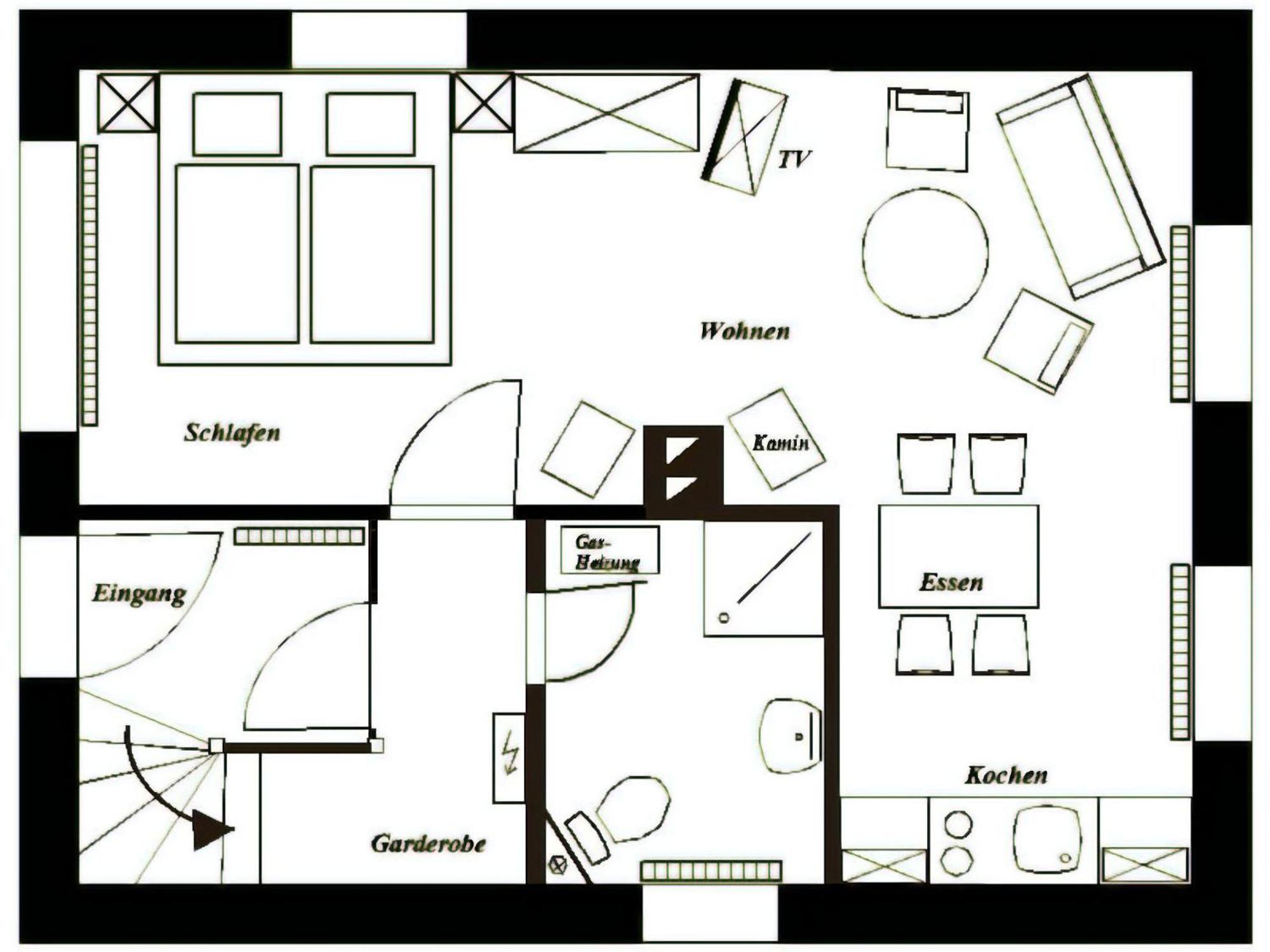 Gemuetliche Einraumwohnung Im Erdgeschoss Mit Doppelbett Und Kaminofen Benneckenstein Exterior photo